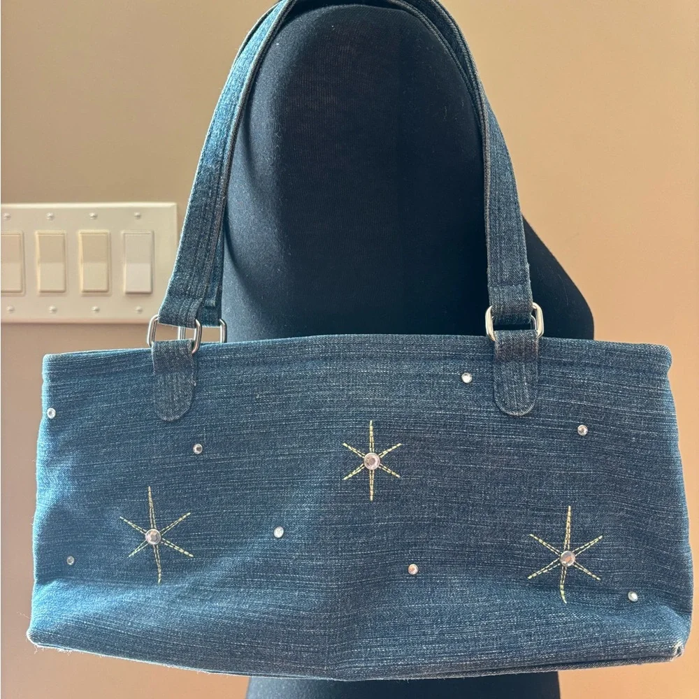 Stylish Blue Denim Shoulder Bag - Picture 2 of 4